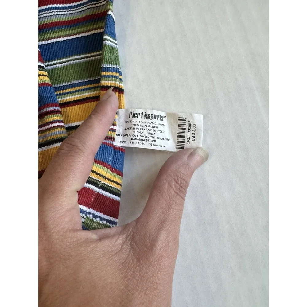 Pier 1 Imports Havanna Stripe Multicolor Cotton Placemats Set of  6 Ribbed Woven